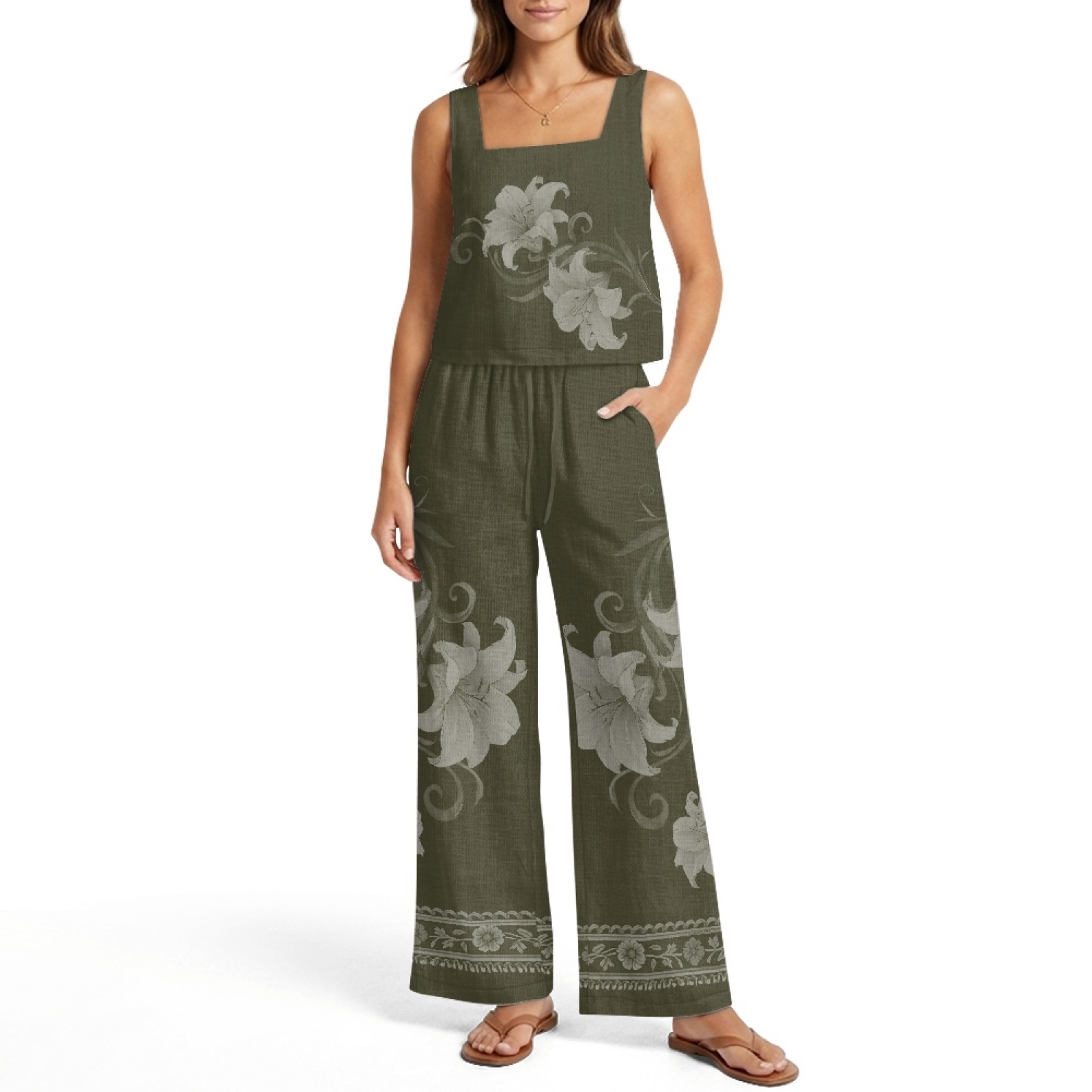 INSTANTARTS Женский льняной ко – обзор и цена Linen Pant Wide